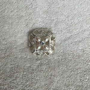 Faux Pearl and Silver Lapel Pin